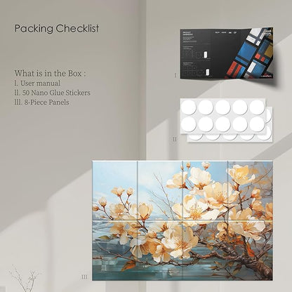 8 Pack Art Acoustic Panels 48x32 Inches Sound Absorbing Panels Acoustic Treatment for Studios, Offices, Theaters, Adhesive Included