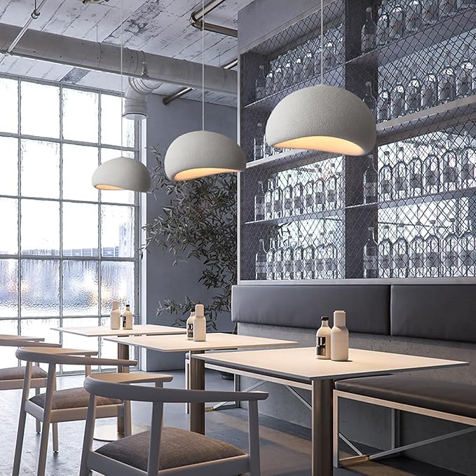 JAYMP 40cm Wabi Sabi Pendant Light for Dining Room Kitchen Island Hallway Restaurant Modern Hanging Lamp E26 Base Japanese Style Bird Nest Shape Lighting Fixture (Matte White,B Shape, 40cm/15.7in)