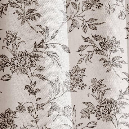 Black Floral Shower Curtain Linen Cottagecore Shower Curtain for Bathroom 54" W x 78" L