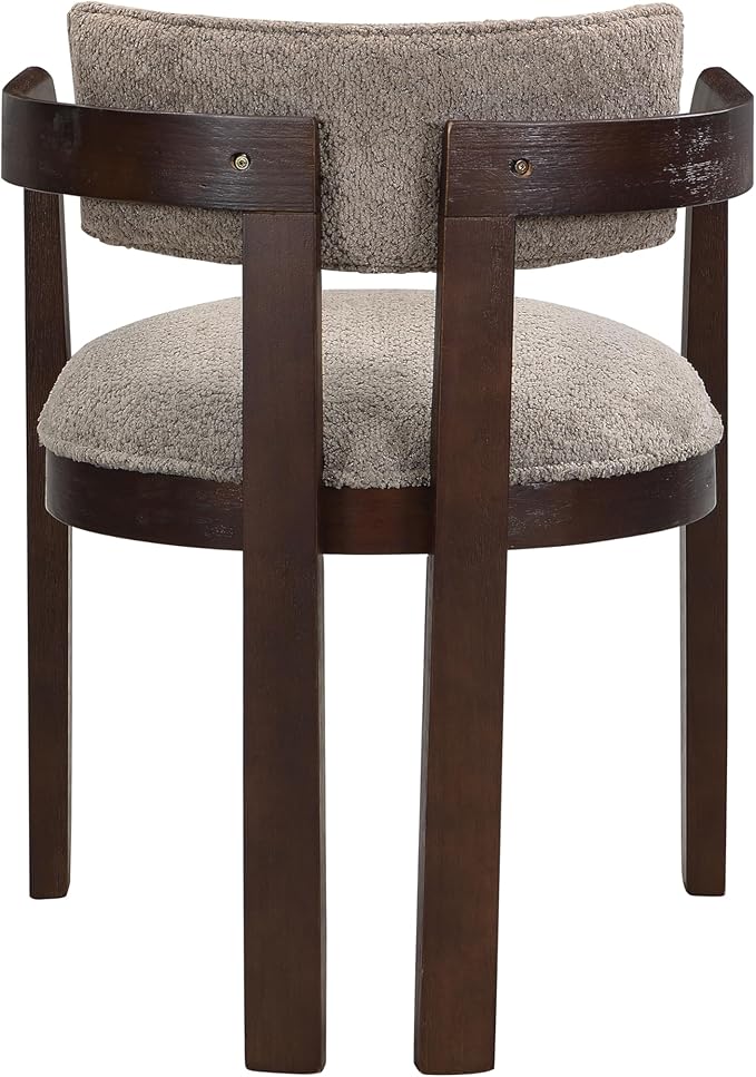 Christopher Knight Home Falcon Boucle Fabric Upholstered Dining Chairs Set of 2, Modern Wooden Dining, Curved Backrest Kitchen Side Chair,Living Room Extra Seat, Espresso