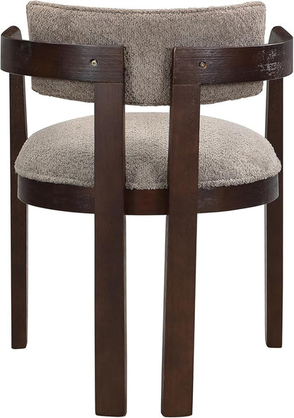 Christopher Knight Home Falcon Boucle Fabric Upholstered Dining Chairs Set of 2, Modern Wooden Dining, Curved Backrest Kitchen Side Chair,Living Room Extra Seat, Espresso