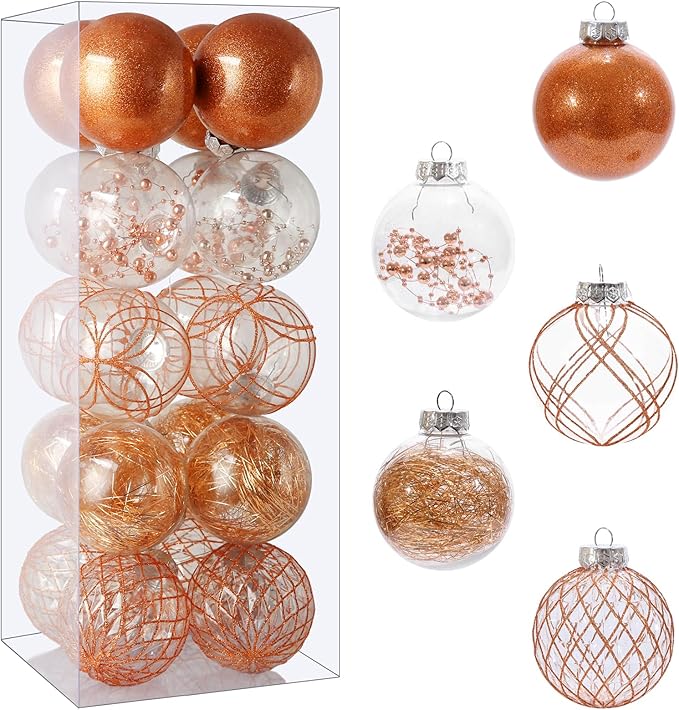 Christmas Ball Ornaments Set, 20ct Large Clear Shatterproof 3.15" Christmas Ornaments for Christmas Tree Decoration Hanging Decorative Baubles for Halloween Thanks Giving Xmas Holiday Party