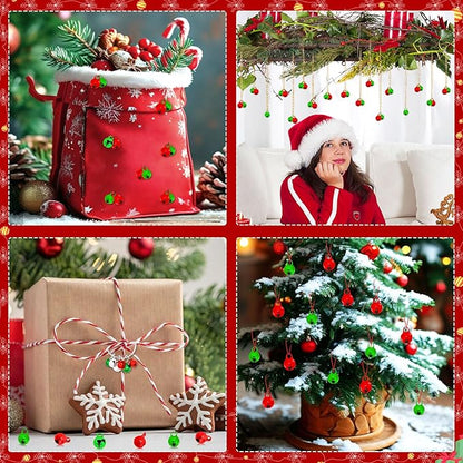 Augshy 200 Pieces Jingle Bells 1/4 Inch Craft Bell Mini Bell Bulk for Christmas Home and Pet Decorations Bracelet Necklace Knitting Jewelry Making Xmas Decor Party Favors Supplies (Red and Green)