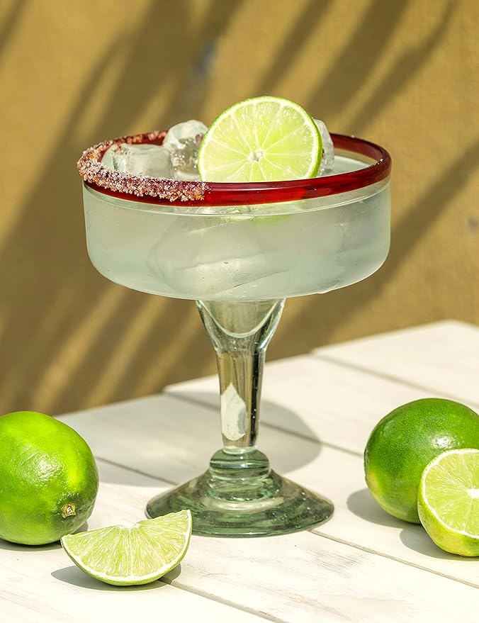 16 oz Hand Blown Mexican Margarita Glasses Set of 4 - Assorted colors