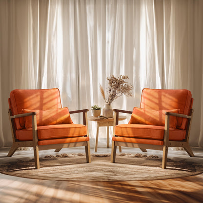 VINGLI Solid Wood Wide Armrests Accent Chair,Upholstered Mid Century Modern Chair with Pillow,Comfy Reading Chair Farmhouse Arm Chair,Chairs Living Room,Bedroom,Guest Room,Teddy Fleece,Khaki