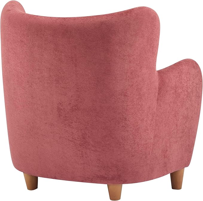 Christopher Knight Home Auden Low Profile Wingback Accent Chair, Fabric Club Chair, Velvet Upholstered Armchair, Curved Backrest Single Sofa, Soft Reading Lounge Chair for Living Room, Smoky Red