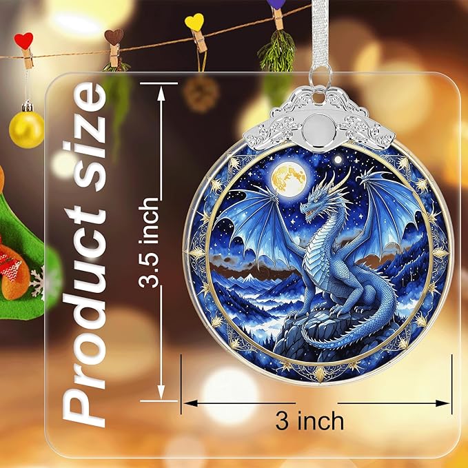 Dragon Ornament Crystal Glass with Gift Box, Christmas Ornaments Dragon Gifts for Girls Boys Women Men, Hanging Ornament for Christmas Tree Decorations, Holiday Keepsake Present Exchange Ideas -02