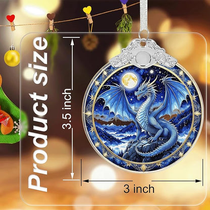 Dragon Ornament Crystal Glass with Gift Box, Christmas Ornaments Dragon Gifts for Girls Boys Women Men, Hanging Ornament for Christmas Tree Decorations, Holiday Keepsake Present Exchange Ideas -02