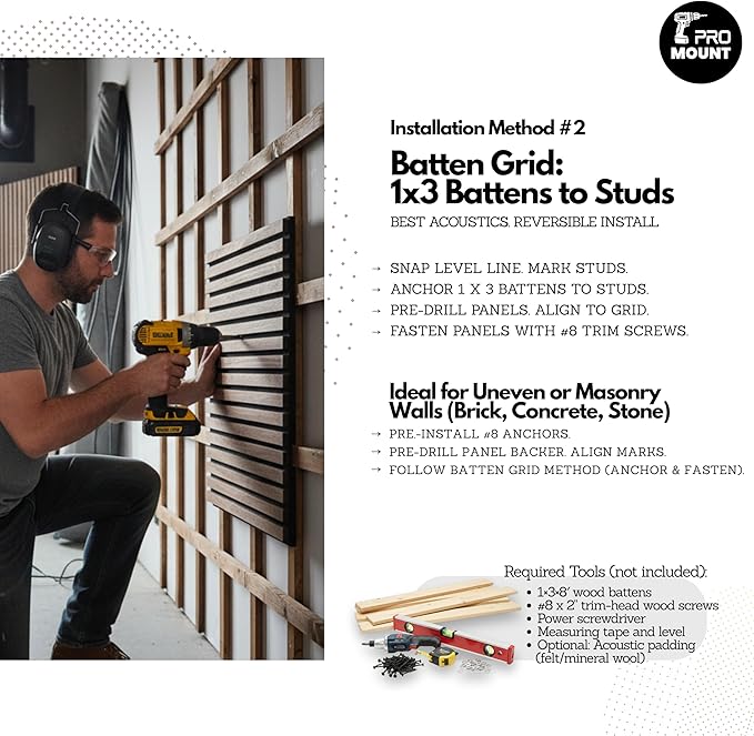 RT60X Pro Soundproof Wall Panels for Recording Studio Acoustical Treatments – 4 Pack 24"x24"x1" UV-Coated, Fire-Retardant, Sound Dampening, Acoustic Diffusion Wood Tiles for Gaming Room Decor