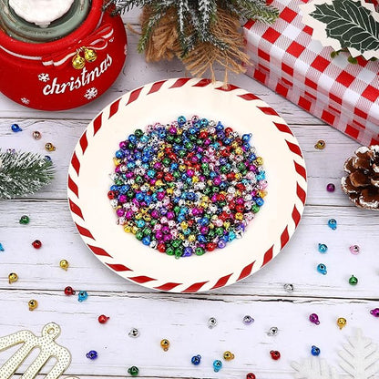 Augshy 200 Pcs Multicolour Jingle Bells, 1/4 Inch Craft Bell Mini Bell Bulk for Christmas Home Pet Decorations Bracelets Necklace Knitting Jewelry Making Xmas Decor Party Favors Supplies