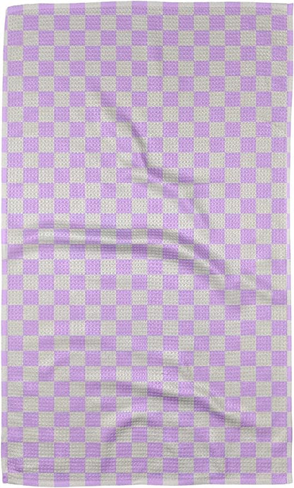 GEOMETRY Kitchen Towels Quick Dry Microfiber Premium Towel Lilac Checkin 1 Pack