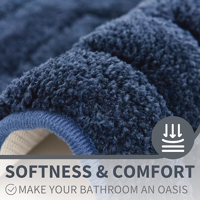 GRANNY SAYS Navy Bathroom Rugs, Bath Mats for Bathroom Non-Slip, Super Soft and Water Absorbent, Microfiber Bath Rugs Washable, Bath Rugs for Floor, Tub and Shower, 16" x 24"