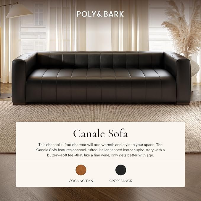 POLY & BARK Canale 86" Sofa in Onyx Black