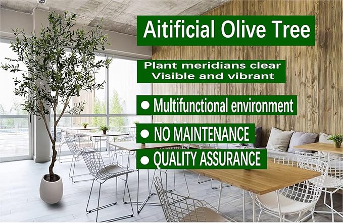 Artificial Olive Tree 7ft(82in,1789leaves) Tall,Faux Olive Tree Indoor Artificial Tree for Modern Home Office Living Room Floor Decor Indoor (2pack)