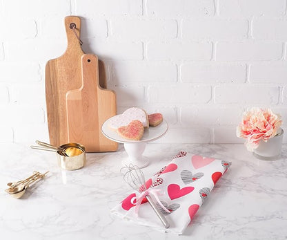 DII Valentine Kitchen Dish Towels Set of 2 Decorative Tea Towels 18x28 Hearts Collage