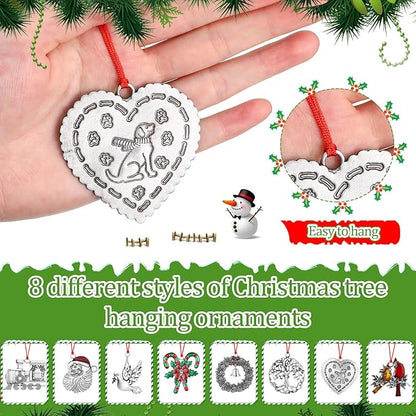 Zhengmy 8 Pieces Christmas Ornaments 2025 Solid Pewter Christmas Tree Ornament Metal Gnomes Santa Angel Snowman Hanging Craft Xmas Gifts with Red Bags(Lovely)