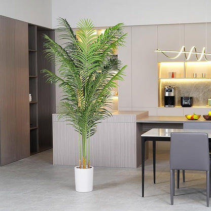 Artificial Palm Tree 7.2Ft Tall Fake Potted Plant Faux Silk Green Floor Decorative Large Artificial Plants Indoor for Office Home Living Room Outdoor Decor