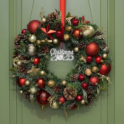 Christmas Ornament 2025 Ornaments for Christmas Tree Decorations, Dated Ornaments 2025 Keepsake Yearly 2025 Metal Hanging Ornaments for Xmas Wreath Decor Holiday Party Supplies