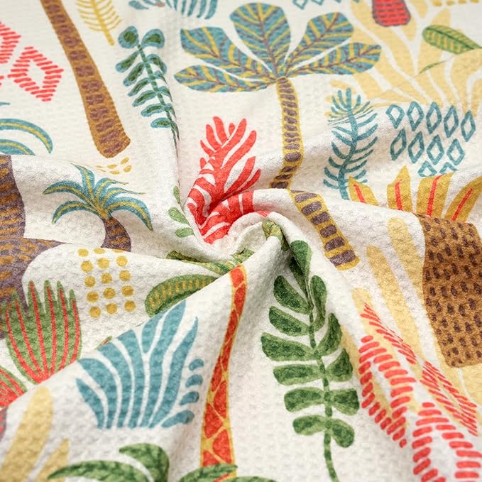 Eunzel Kitchen Tea Towel Quick Dry Microfiber Dish Towels with Hanging Loop 18x30, Tropical Oasis
