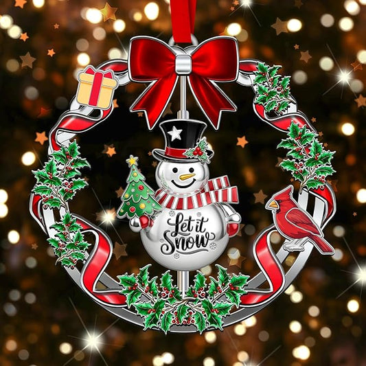 Dated Christmas Ornament 2025 Decoration - Rotatable Snowman Metal Hanging Decoration for Xmas Tree, Wreath, Mantel | Holiday Keepsake Gift for Family & Friends