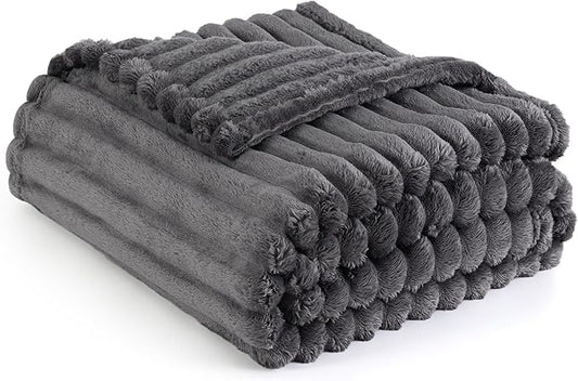 Bedsure GentleSoft Grey Fleece Twin Blanket for -Cozy Soft Blankets for Women, Cute Small Throws for Girls, 60x80 Inches