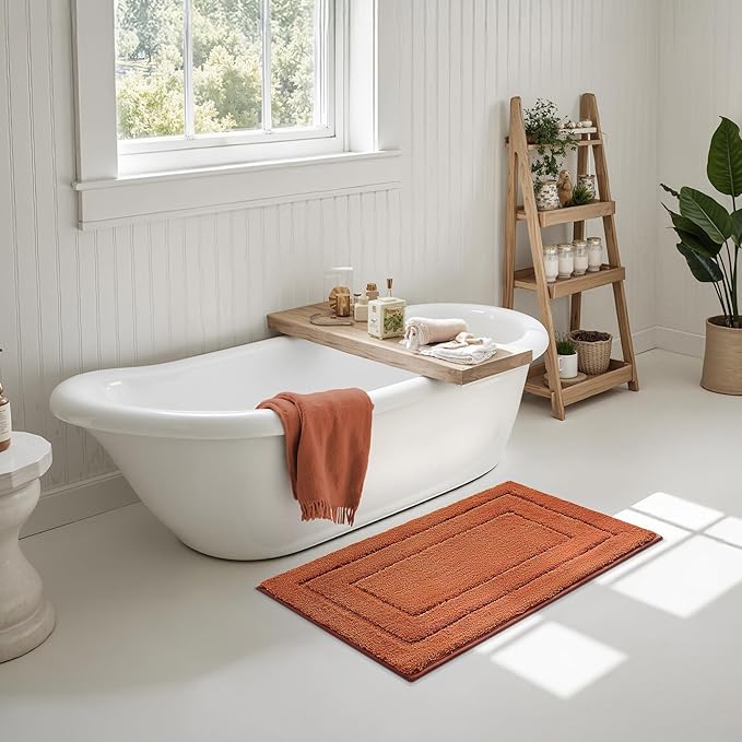 GRANNY SAYS Bathroom Rugs Non Slip, 20" x 32", Bath Rugs for Bathroom Washable, Bath Mats for Floor, Microfiber Bath Mat for Tub, Absorbent Bath Rugs for Shower Room, Terracotta