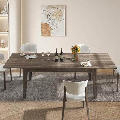 71''- 106'' Extendable Dining Room Table, Expandable Dining Table, Modern Large Table, for 6-10 Person, Dark Oak