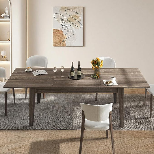 71''- 106'' Extendable Dining Room Table, Expandable Dining Table, Modern Large Table, for 6-10 Person, Dark Oak