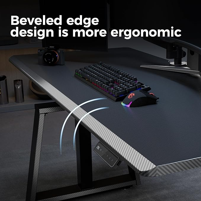 EUREKA ERGONOMIC Standing Gaming Desk, 63inch Executive Computer Desk Adjustable Height Desk Modern Trapezoidal Leg,Touch Screen,Black