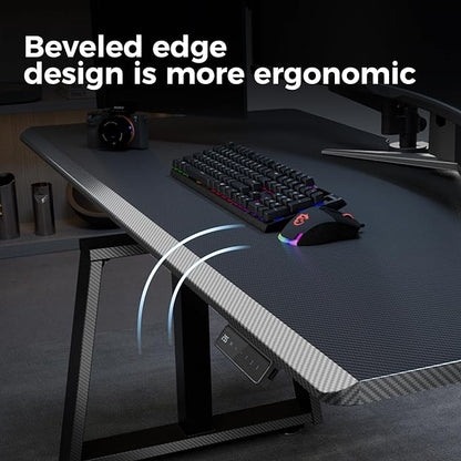 EUREKA ERGONOMIC Standing Gaming Desk, 63inch Executive Computer Desk Adjustable Height Desk Modern Trapezoidal Leg,Touch Screen,Black