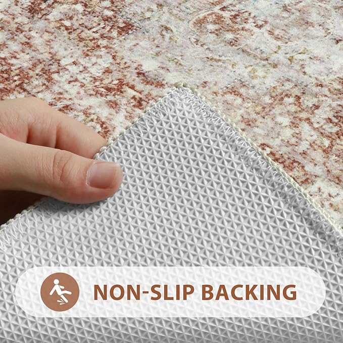 Uphome Orange Bath Mat, Distressed Farmhouse Boho Bathroom Rugs, Super Cozy Velvet Small Bathroom Mats, Non Slip Machine Washable Bathroom Floor Mat for Toilet Sink Shower, 18x26 inch