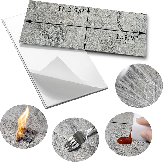 AULIGET 3" x 6" Subway Tile Peel and Stick Backsplash, Thick PVC Stick on Wall Tiles (100, Dark Slate)