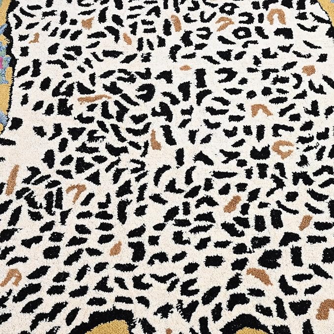 Handmade Leopard Wool Area Rug with Traditional Oushak Motif – Exquisite Animal Print Cheetah Rugs for Living Room, Bedroom | Plush Texture, Vintage Style, Thick & Durable Carpet (Blue, 8' x 10')