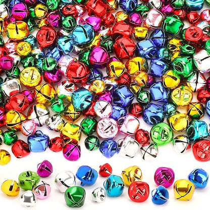 Augshy 240 Pieces Multicolour Jingle Bells 4 Colors Mixed Craft Bell Bulk for Christmas Home and Pet Decorations Xmas Decor Party Favors Supplies (0.3/0.4/0.47 inch)