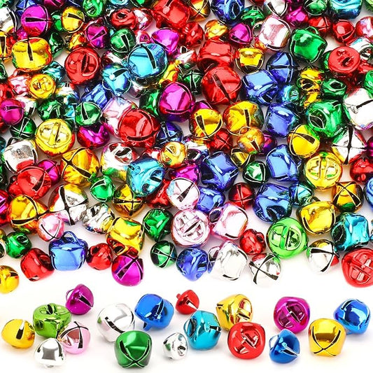 Augshy 240 Pieces Multicolour Jingle Bells 4 Colors Mixed Craft Bell Bulk for Christmas Home and Pet Decorations Xmas Decor Party Favors Supplies (0.3/0.4/0.47 inch)