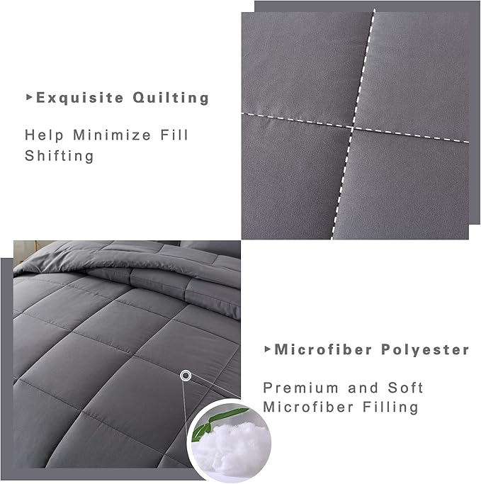 DOWNCOOL Full Size Comforter Sets -All Season Bedding Comforters Sets with 2 Pillow Cases -3 Pieces Bed Set Down Alternative Comforter Set -Grey Bedding Sets Full(82"x86")