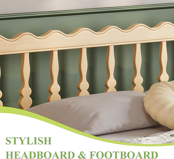 ZIYOO Solid Bamboo Wood King Size Bed Frame with Headboard, 14 inch Platform King Bed Frames No Box Spring Needed with Steel Slats, Sturdy and Stable, Easy Assembly, Noise Free