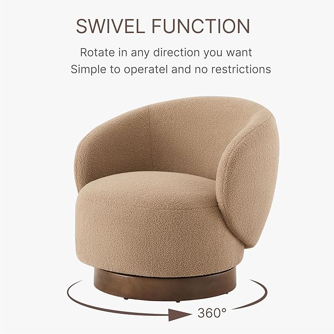 Swivel Accent Chair Round Barrel Armchair Upholstered Performance Fabric for Living Room Bedroom Reading Waitingroom,2 PCS,Sand