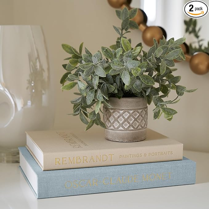 Beautiful Decorative Books - Set of 2 Linen Boxes Enhance Your Table, Bookshelf or Mantel Decor - Stylish Fake/Faux Books for Modern Home Decoration, Photo Storage and as a Keepsake Box