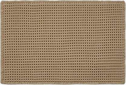 Waffle Bath Mat, Boho Bathroom Rugs Non Slip Washable Super Absorbent Quick Dry Farmhouse Bathroom Decor, 24"x16" Khaki