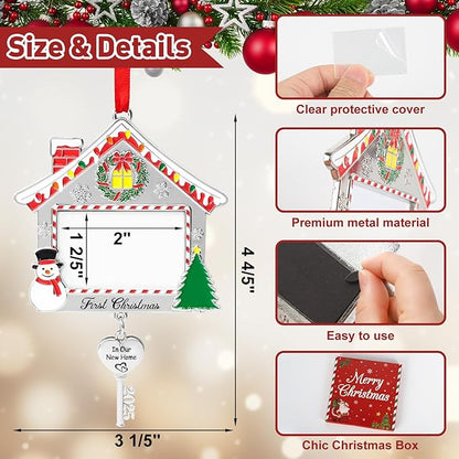 COCHIE 2025 First Christmas in Our New Home Photo Frame Ornament for Tree Stocking Hanging Decorations, Personalized Xmas Gifts, Housewarming Gift Picture Frame Christmas Keepsake (New Home)