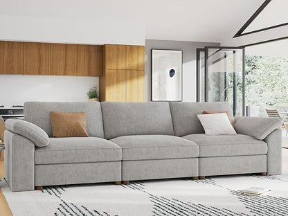 EASE MOOSE Sectional Modular Sofa, Comfty 3 Seat Cloud Couch, FSC Certified Modern Deep Seat Sectional for Living Room,Grey