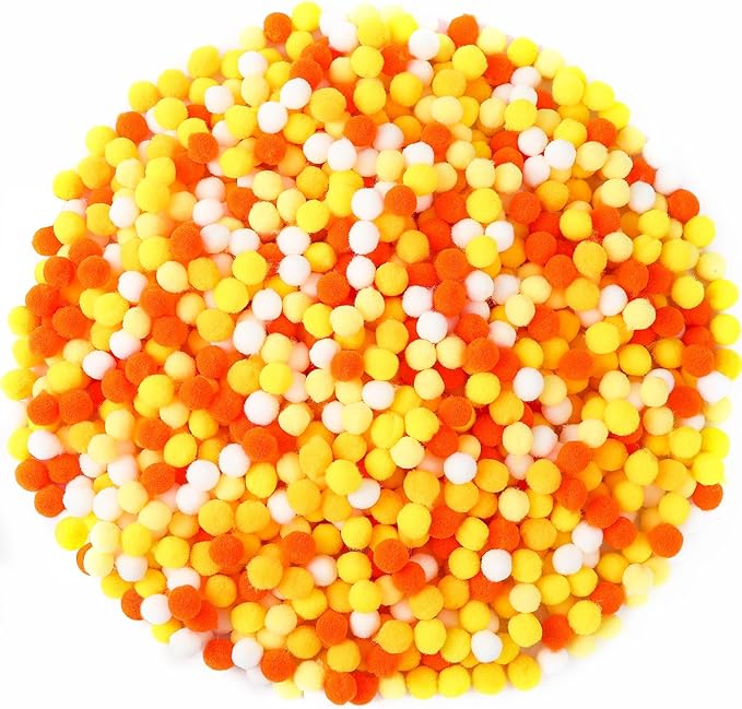 SEPGLITTER 1000 Pieces Yellow Series Pom Poms Balls 5 Colors Yellow White Pom Poms for Crafts Making DIY Class Creative Activities Holiday Home Decorations Supplies