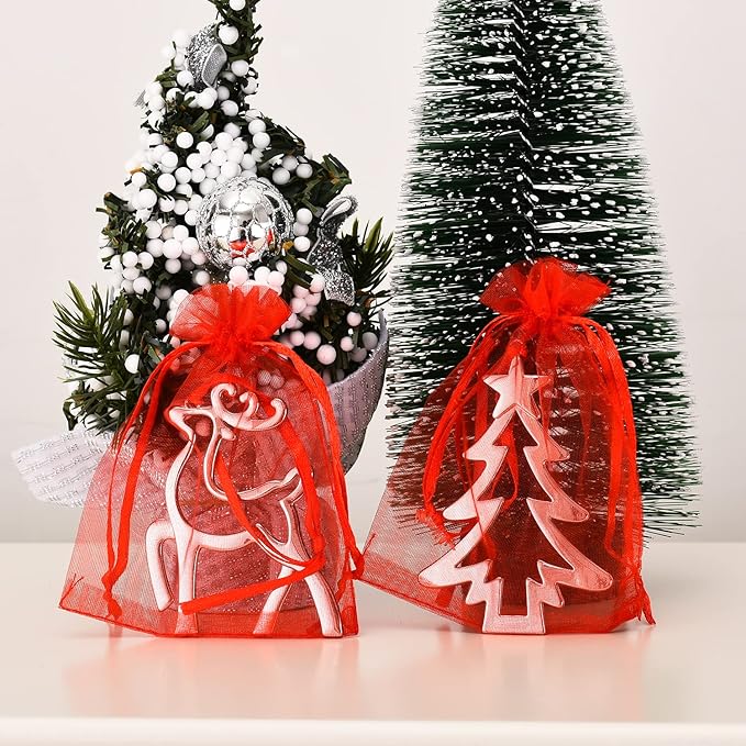 3 Inch Silver Christmas Ornaments - Snowflake, Snowman, Reindeer Hanging Ornaments for Xmas Tree Decoration (Set of 6)