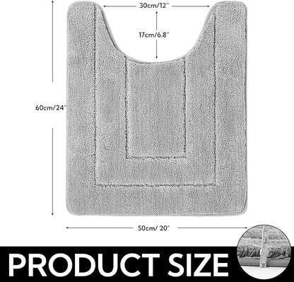 GRANNY SAYS Bathroom Toilet Rugs U Shaped, Bath Mats for Bathroom, Shower Room Rugs Non Slip Washable, Absorbent Microfiber Toilet Mat, Soft Plush Shaggy, 20" x 24", Gray