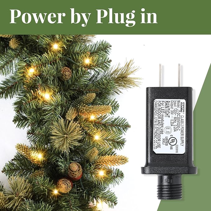 SHareconn Guirnalda de Navidad preiluminada de 9 pies con Christmas decoración de piñas y luces LED multicolor enchufables, guirnalda iluminada para chimenea, mesa, decoración de Navidad en interiores y