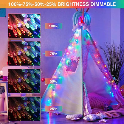JMEXSUSS 33ft 100 LED Color Changing String Lights Plug in, Warm White & Multicolor Christmas Tree Lights Indoor, Christmas String Lights Outdoor Waterproof for Xmas Indoor Decor