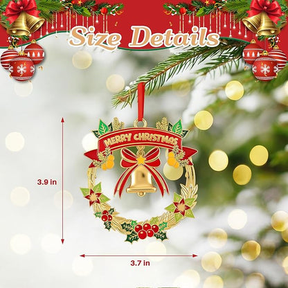 Christmas Wreath Ornaments 2025 for Holiday Party Decor, Metal Ornament for Home, Xmas Gift Cute Tree Decorations