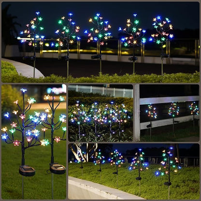 Solar Garden Lights Outdoor Waterproof,Solar Flowers for Outside Decorative,Solar Powered Fairy Outdoor Decorations for Yard,Patio,Lawn,Pathway Christmas Gardening Gifts Garden Decor 2 Pack