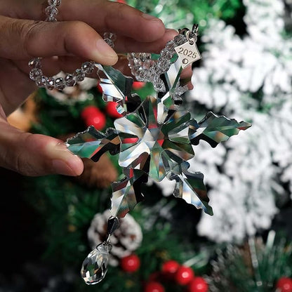 2025 Annual Christmas Ornaments Crystal Snowflake Star - Christmas Tree Ornaments Pendant Sun Catcher Home Hanging Decor (2025 White Crystal 2 Layers)